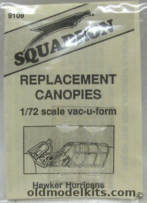Squadron 1/72 (2) Hawker Hurricane Replacement Canopies, 9109 plastic model kit